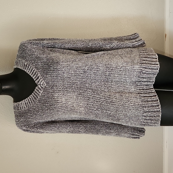 ORVIS Chenille V-Neck Sweater Tunic Gray Womens X Small - Picture 1 of 7